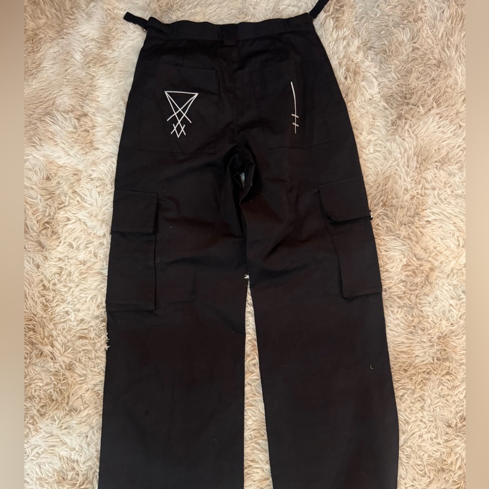 Dolls Kill Marilyn Manson Black Graphic Cargo Pants - Picture 6 of 12